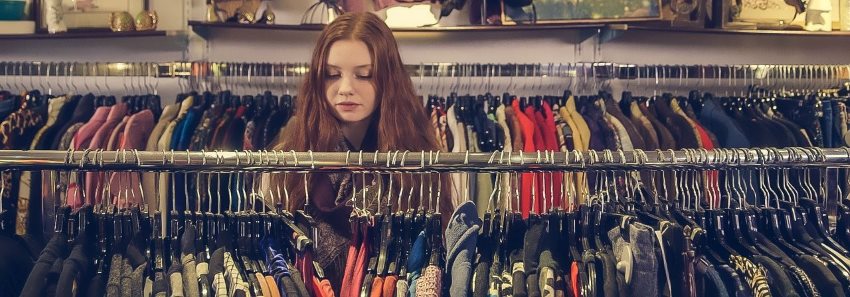 a woman shopping for clothes